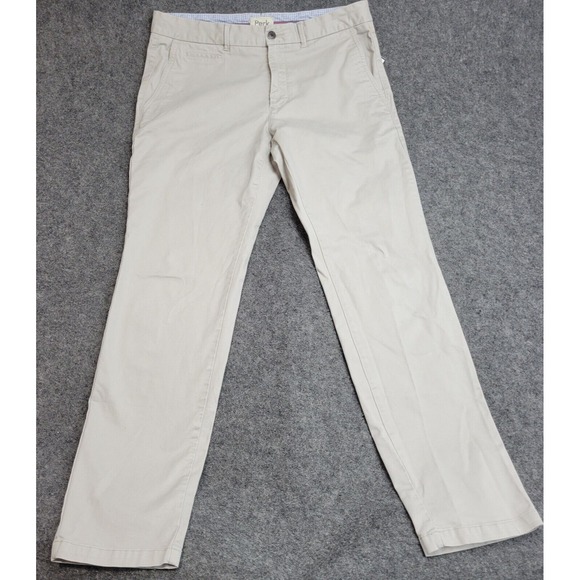 Perk Feel Good Mens Chinos Pants 34x32 Beige Slim Fit Stretch Casual Work - Picture 1 of 12